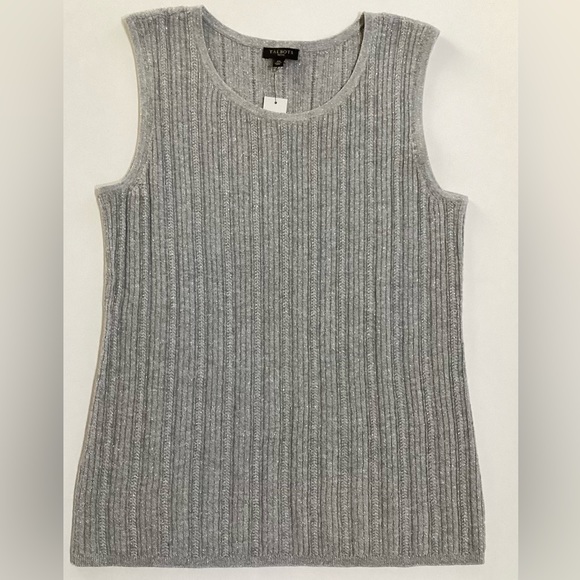 Talbots Silver Metallic light Gray Ribbed Sleeveless Sweater Sz PM - Picture 2 of 8